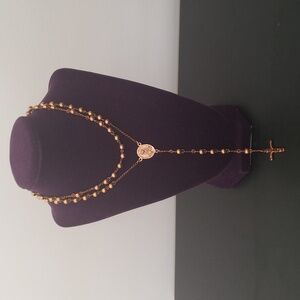 Stainless Steel Rosary Necklace  *EUC*